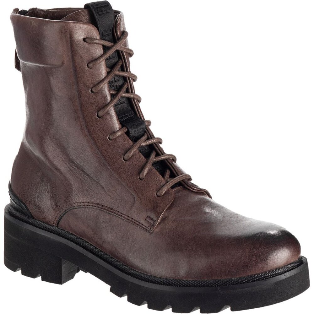 FRYE Allison Leather Combat Boots Lace-up Back Zip Brown Sz 8 - Picture 2 of 10